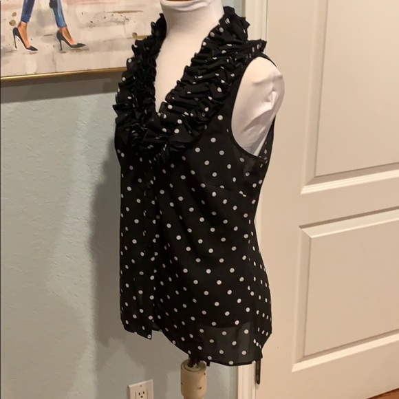 Spense B&W Polka Dot Blouse • Sz S - Picture 4 of 11